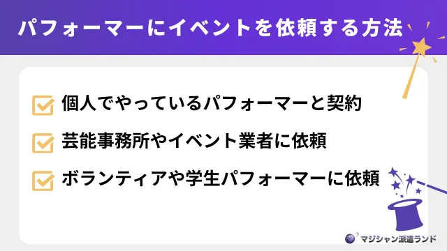 パフォーマーにイベントを依頼する方法